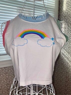 Cropped Rainbow Ringer Tank Top